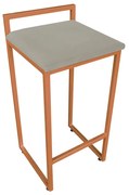 Banqueta Pietra Suede Base Cobre - Marrom Rato