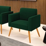 Poltrona Sala Estar Pé Palito Castanho Marisa Bouclê - Verde
