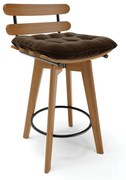 Banqueta Giratória Costela Suede Base Madeira MA70 M11- D'Rossi - Marrom
