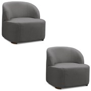 Poltrona Decorativa Orgânica kit 2 Diully Bouclê E03 - D'Rossi - Cinza escuro