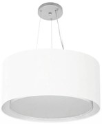 Lustre Pendente Cilíndrico Duplo Md-4300 Cúpula em Tecido 50x30cm Branco - Bivolt