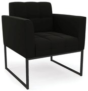 Poltrona Elisa Suede Base Metálica Industrial Preto D03 - D'Rossi - Preto