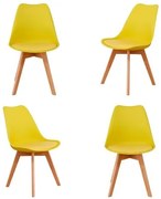 Kit 04 Cadeiras Siena Amarelo Base Madeira Natural - 76574 Sun House