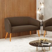 Namoradeira 02 Lugares Stella Suede Pés Palito Castanho D03 - D'Rossi - Marrom