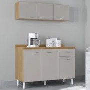 Armário e Balcão com Tampo 120cm Classic Damasco/Off White Z46 - Mpoze