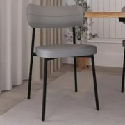Cadeira de Jantar Estofada Kit 2 Ella M25 Linho Cinza CL - Mpozenato