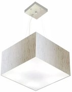 Lustre Pendente Quadrado Vivare Md-4195 Cúpula em Tecido 25/40x40cm - Bivolt