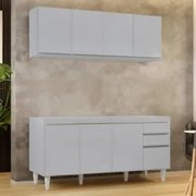 Armário Cozinha e Balcão Para Pia 160cm Arkansas Cinza Claro - Lumil