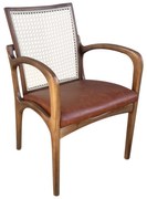 Cadeira com Braço VK Palhinha Indiana Assento Estofado Madeira Maciça Eucalipto Design by Vladimir Kagan