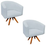 Poltrona Decorativa Giratória MM30 Kit 2 Stella Linho Cinza Claro D03 - D'Rossi