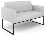 Sofá Namoradeira Base Industrial Preto Marisa Linho - A05 Cinza