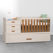 Berço Multifuncional Luna com Cama Auxiliar - Areia com Savana