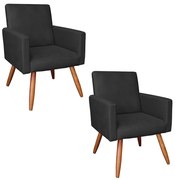KIT 02 POLTRONAS LARISSA SUEDE PES PALIT - Preto