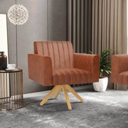 Kit 2 Poltronas Giratória Viena Gomada Corano Base de Madeira MA30 D03 - D'Rossi - Nozes