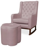 Kit Poltrona Amamentação Balanço Maju com Puff Flor Veludo - Crepe