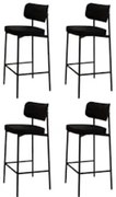 Banqueta Alta Bar Estofada Kit 4 Ella M25 Linho Preto - Mpozenato