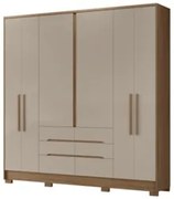 Guarda Roupa Casal 216cm 6 Portas Alabama Carvalho/Fendi Z17 - Mpozena