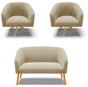Namoradeira e 2 Poltronas Giratória MA30 Stella Suede D03 - D'Rossi - Marrom Rato