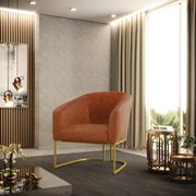 Poltrona Decorativa Industrial Dourado kit 2 Stella Sintético PU D03 - D'Rossi - Nozes