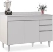 Balcão Gabinete para pia com Tampo 120cm Michigan Branco - Lumil