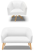 Sofá Namoradeira e Poltrona Giratória MA30 Stella Sintético D03 - D'Rossi - Branco