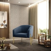 Poltrona Decorativa Pé de Ferro Dourado Stella Suede D03 - D'Rossi - Azul Marinho
