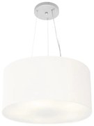 Lustre Pendente Cilíndrico Md-4185 Cúpula em Tecido 45x21cm Branco - Bivolt