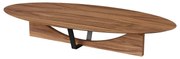 Mesa de Centro Carson Oval Acabamento Laminado Base Laminada Detalhe em Aço