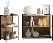 Kit 2 Estantes Livreiros Estilo Industrial Steel Quadra Vermont Base P