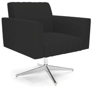 Poltrona Giratória Viena Gomada Veludo Base Cromada D03 - D'Rossi - Preto