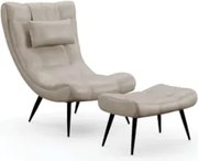 Kit Poltrona e Puff Para Sala de Estar com Almofada e Pés Palito Lord