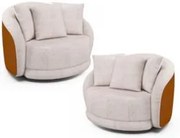 Kit 2 Poltronas Decorativa Giratória para Sala Kaly Z32 Sintético Cara