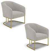 Poltrona Decorativa Industrial Dourado kit 2 Stella Bouclê D03 - D'Rossi - Cinza