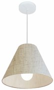 Lustre Pendente Cone Md-4028 Cúpula em Tecido 25/30x12cm Rustico Bege - Bivolt