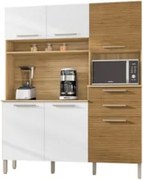 Armário de Cozinha Compacta 160cm Montreal Z06 Freijó/Gris/Ripado - Mp