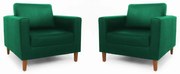 Conjunto 2 Poltrona Decorativa Gabriela Suede Verde Bandeira
