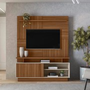 Home Decorativo Vicente MDF/MDP TV até 60 Polegadas Porta de Correr Jatobá/Off White G77 - Gran Belo