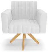 Kit 2 Poltronas Giratória Viena Gomada Corino Base de Madeira MA30 D03 - D'Rossi - Branco