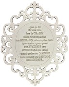 Placa Decorativa Oracao Coragem Com Arabesco 25x20 Mdf 3mm Branco - D'Rossi