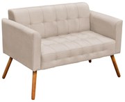 Poltrona Namoradeira Decorativa Pés Palito Karen Suede Bege G19 - Gran Belo