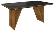Mesa Jantar Mia 160x90 Cm Preto Com Base de Madeira Mel N01 - D'Rossi