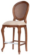 Banqueta Delicate Assento c/mola Encosto Palha - Freijó - Tecido Linho Doré e Palha Pintada Sextavada  Kleiner