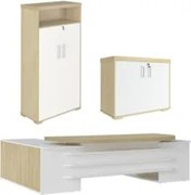 Conjunto Escritório Home Office 3 Peças Mesa em U Corp A06 Carvalho/Br