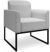 Poltrona Decorativa Base Industrial Preto Maressa A05 Linho Cinza Clar