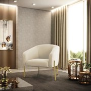 Poltrona Decorativa Pé de Ferro Dourado Stella Veludo D03 - D'Rossi - Bege