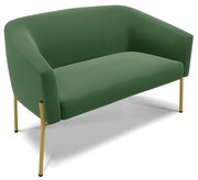 Sofá 2 Lugares Namoradeira Pé de Ferro Dourado Stella Suede D03 - D'Rossi - Verde