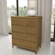 Cômoda Para Quarto 81cm 4 Gavetas Solvi Freijó F07          - Mpozenat