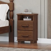 Mesa de Cabeceira 2 Gavetas Madeira Maciça Naipe Café - G74 - Gran Belo