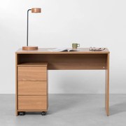 Conjunto Office - Bancada Contemporânea Slim Freijó - 1,10m + Gaveteiro Contemporâneo Slim 3 gavetas Freijó - 40cm - Conjunto Bancada Contemporânea Slim Freijó - 1,10m + Módulo Contemporâneo Slim 3 gavetas Freijó  - 40cm