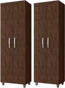 Kit 2 Armários Multiuso Rafaela 2 Portas Chocolate - Nathy Móveis